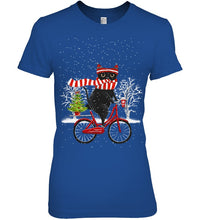 Load image into Gallery viewer, Winter Cat Riding Bicycle Christmas Gift T-Shirt Ladies Tee
