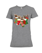 Load image into Gallery viewer, Yorkies In The Socks For Yorkie Lovers Christmas Gift Ladies Tee