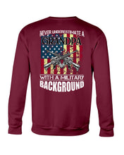 Load image into Gallery viewer, Never Underestimate A Grandpa Black T-Shirt Sweatshirt