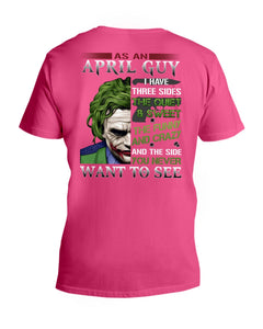 April Guy Joker Quiet Sweet Funny Crazy Black T-Shirt Guys V-Neck