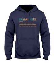Load image into Gallery viewer, Hawaii Girl Knows More Than She Says Funny T-Shirt Hoodie