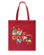 Load image into Gallery viewer, Merry Christmas In Town Cow Lovers Gift For Farmers Basketweave Tote Bag