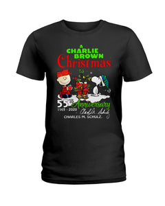 55Th Anniversary A Charlie Brown Christmas Black T-Shirt Ladies Tee