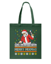 Load image into Gallery viewer, Merry Mixmas - Santa Claus Dj Funny Christmas Gift Basketweave Tote Bag