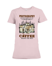 Load image into Gallery viewer, Solve Most Problems Camera Map Photography T-Shirt Ladies Tee