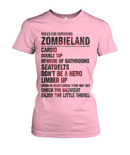 Load image into Gallery viewer, Zombieland Rules For Surviving Quote T-Shirt Ladies Tee