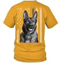 Load image into Gallery viewer, German Shepherd American Flag Veteran Brave Dog Guys Tee
