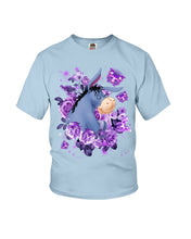 Load image into Gallery viewer, Donkey Loves Purple Flowers Custom T-Shirt Youth Tee
