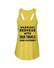 Load image into Gallery viewer, Warning Redhead With Thick Thighs Quote Mug Ladies Flowy Tank