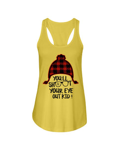 Funny Christmas T-Shirt Shoot Your Eye Out Ladies Flowy Tank