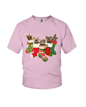 Load image into Gallery viewer, Yorkies In The Socks For Yorkie Lovers Christmas Gift Youth Tee