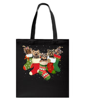 Load image into Gallery viewer, Yorkies In The Socks For Yorkie Lovers Christmas Gift Basketweave Tote Bag