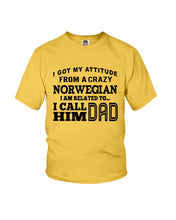 Load image into Gallery viewer, Attitude From Crazy Norwegian Dad Norway Love T-Shirt For Dad Youth Tee