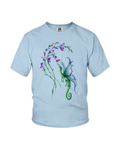 Load image into Gallery viewer, Dragon With Butterfly Wings Dragon Flowers Youth Tee
