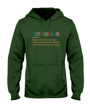 Load image into Gallery viewer, West Virginia Girl Knows More Than She Says Hoodie