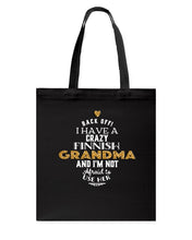 Load image into Gallery viewer, Finnish Crazy Grandma Gift For Grandma Family Basketweave Tote Bag
