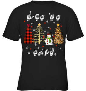 Let It Snow Christmas Snowman Asl Gift Tee Youth Tee