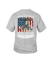 Load image into Gallery viewer, Never Underestimate A Grandpa Black T-Shirt Youth Tee