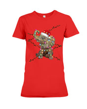 Load image into Gallery viewer, Elephant Color Light Christmas Gift Tee Ladies Tee