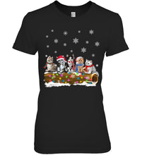 Load image into Gallery viewer, Cat - Trunk Snow Xmas Black T-Shirt Ladies Tee