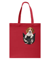 Load image into Gallery viewer, Beagle In The Pocket Funny T-Shirt Basketweave Tote Bag