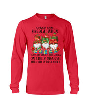 Load image into Gallery viewer, Swedish Christmas Gnome Cute Gift Tee Unisex Long Sleeve