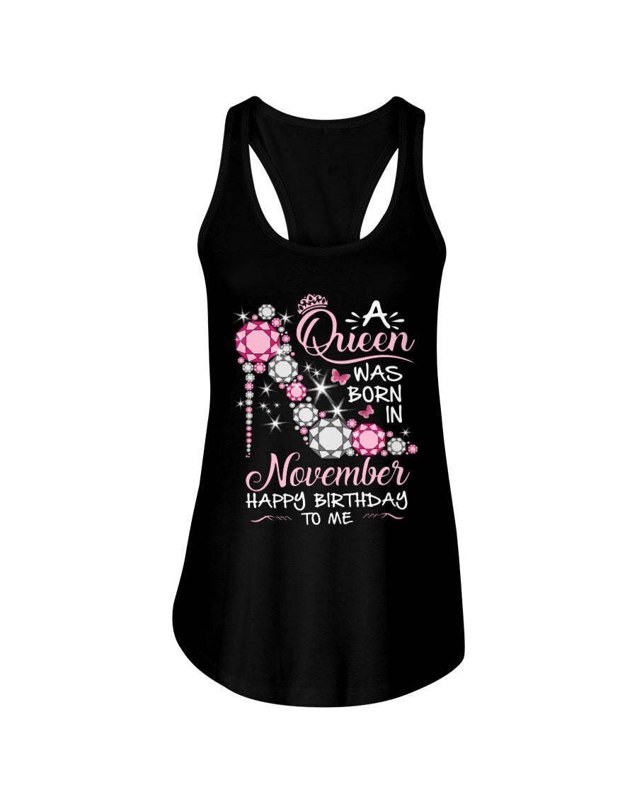 Happy Birthdat To November Queen T-Shirt Ladies Flowy Tank