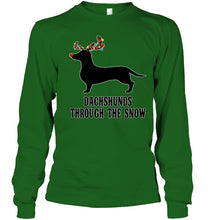 Load image into Gallery viewer, Dachshund Reindeer Through The Snow Christmas Gift Shirt Unisex Long Sleeve