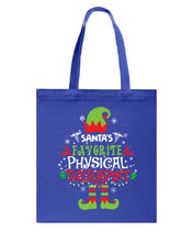 Load image into Gallery viewer, Santa's Favorite Physical Therapist Black T-Shirt Basketweave Tote Bag