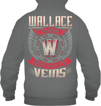 Load image into Gallery viewer, Wallace Blood Runs Through Veins Black Quote Name T-Shirt Hoodie