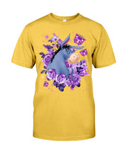 Load image into Gallery viewer, Donkey Loves Purple Flowers Custom T-Shirt Guys Tee