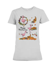 Load image into Gallery viewer, Flamingo Happy Thanksgiving Ladies Tee