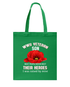 Wwii Veteran Son Gift For Veterab Mom Basketweave Tote Bag