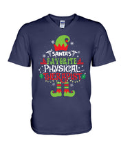 Load image into Gallery viewer, Santa's Favorite Physical Therapist Black T-Shirt Guys V-Neck