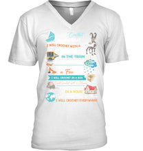 Load image into Gallery viewer, Crocheting Everywhere Black Quote T-Shirt Guys V-Neck