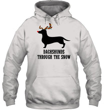 Load image into Gallery viewer, Dachshund Reindeer Through The Snow Christmas Gift Shirt Hoodie