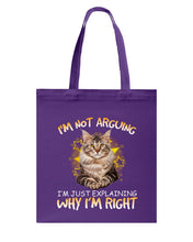 Load image into Gallery viewer, Cat Lovers T-Shirt Not Arguing Just Explaining Basketweave Tote Bag