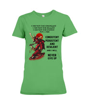 Load image into Gallery viewer, Samurai Consistent Persistent Resilient Quote T-Shirt Ladies Tee