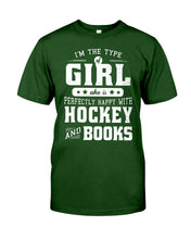Load image into Gallery viewer, Girl Who Loves Hockey And Books Quote Name T-Shirt Guys Tee