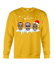 Load image into Gallery viewer, Merry Christmas Three Skulls Christmas T-Shirt Gift Sweatshirt