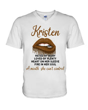 Load image into Gallery viewer, Kristen A Mouth She Can&#39;t Control Quote Name T-Shirt Guys V-Neck