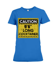 Load image into Gallery viewer, Caution 9&#39;6&#39;&#39; Long Cocktainer Black T-Shirt Ladies Tee