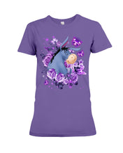 Load image into Gallery viewer, Donkey Loves Purple Flowers Custom T-Shirt Ladies Tee