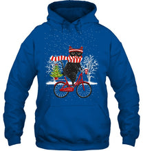 Load image into Gallery viewer, Winter Cat Riding Bicycle Christmas Gift T-Shirt Hoodie