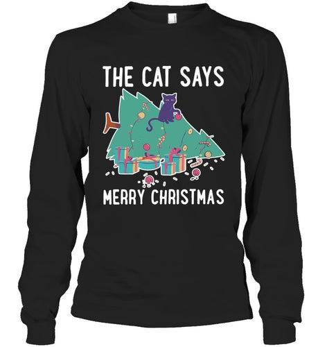 Cat Funny Merry Christmas Shirt Unisex Long Sleeve