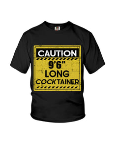 Caution 9'6'' Long Cocktainer Black T-Shirt Youth Tee