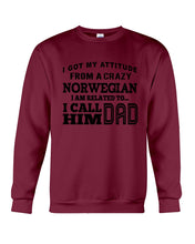 Load image into Gallery viewer, Attitude From Crazy Norwegian Dad Norway Love T-Shirt For Dad Sweatshirt