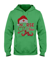 Load image into Gallery viewer, Merry Christmas Nurse Claus Black T-Shirt Hoodie