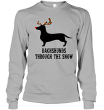 Load image into Gallery viewer, Dachshund Reindeer Through The Snow Christmas Gift Shirt Unisex Long Sleeve