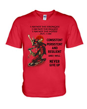 Load image into Gallery viewer, Samurai Consistent Persistent Resilient Quote T-Shirt Guys V-Neck